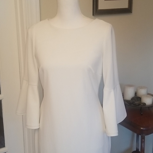 Calvin Klein ivory bell sleeve dress 4 - Picture 2 of 5
